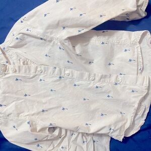 Kids bottom down dress shirt with dark colored palm trees